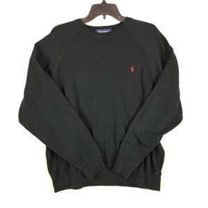 Polo Golf Ralph Lauren Men XL Black Cotton Crewneck Sweater Red Pony Made in USA